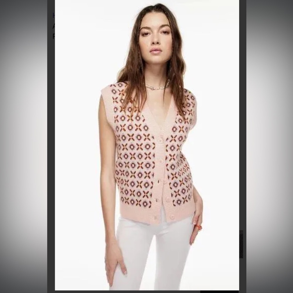 Aritzia Sunday Best Preston Sweater Vest sundeh Pastel Knit Woomens Small Preppy